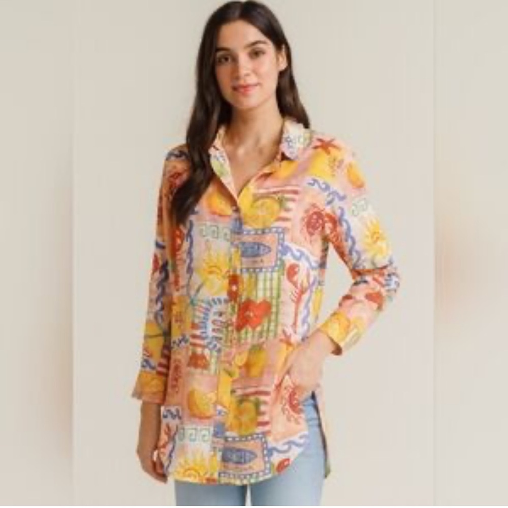 CALYPSO Button Down Shirt Size Large